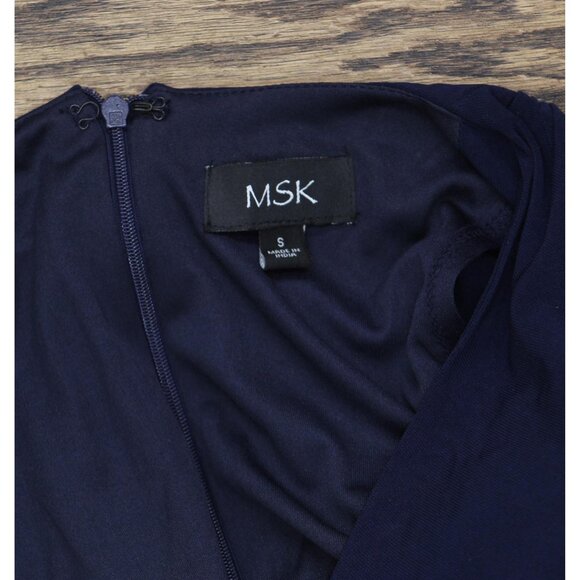 NWT MSK V-Neck Rhinestone Ladder Trim Side Slit Evening Gown Dress Navy Blue S - Picture 8 of 11